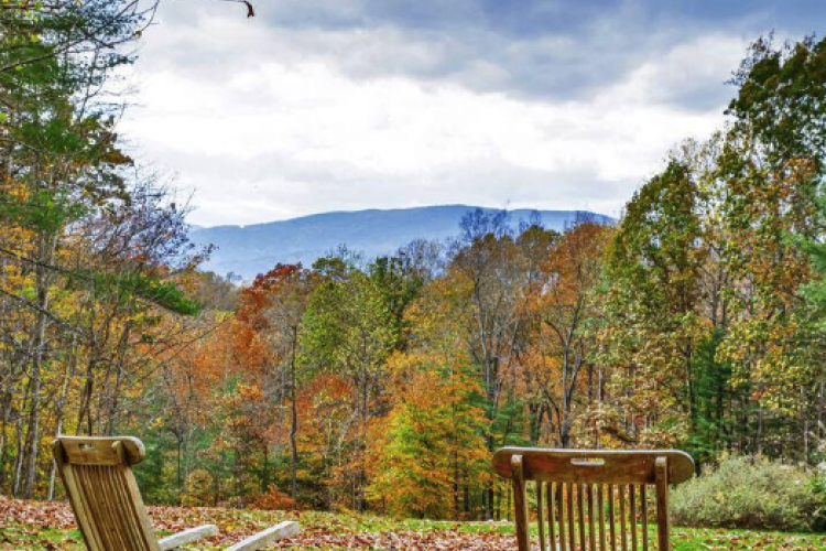Blue Mountain Haven Adirondack Chairs in Fall