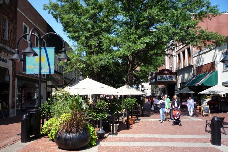 A view of the downtown mall in Charlottesville
