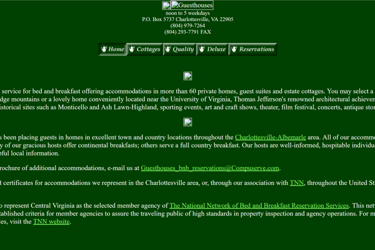 Guesthouses Website 1998