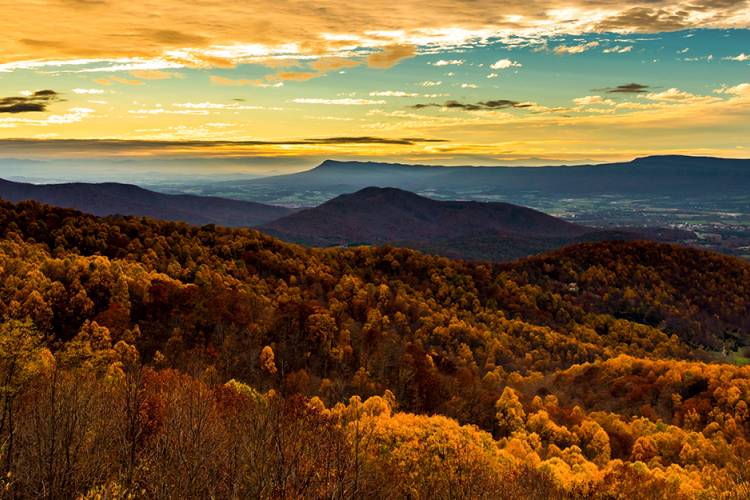 A view of Shenandoah National Park in the fall