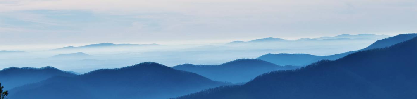 The Blue Ridge Mountains in mist