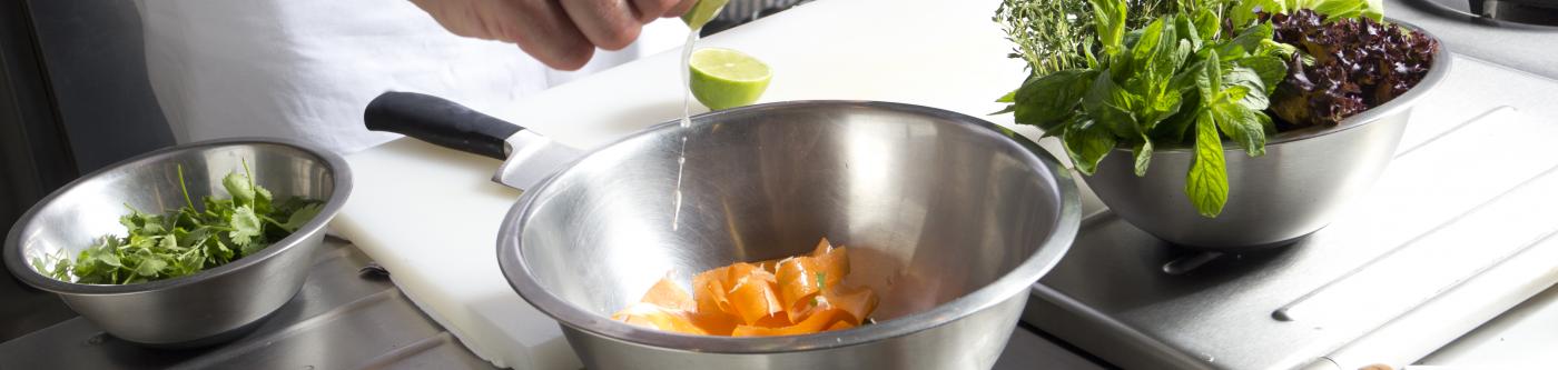 Delicious looking ingredients being prepared in a Charlottesville kitchen - personal chef arranged for your Guesthouses stay